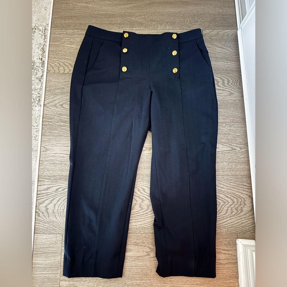 Banana Republic Navy Work Pants with Gold Buttons